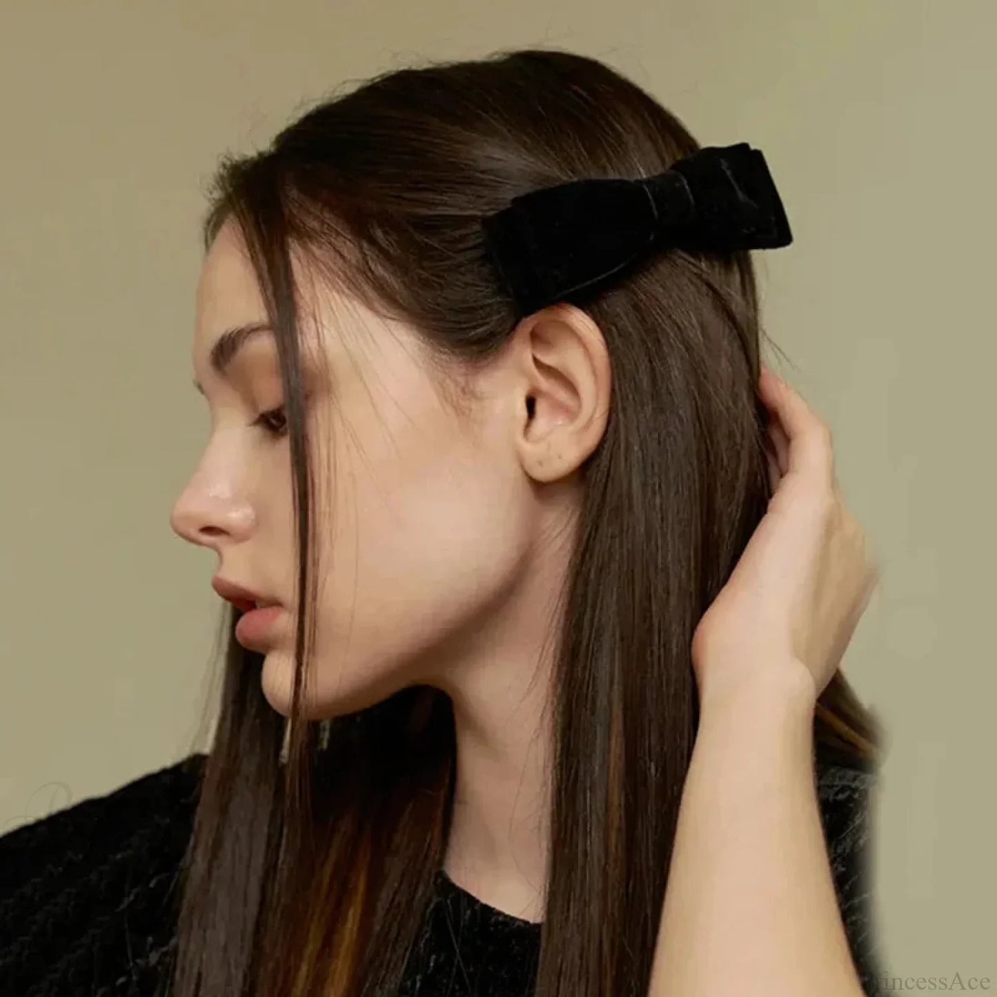 Velvet Black Head Bow Headdress - Hair Accessory