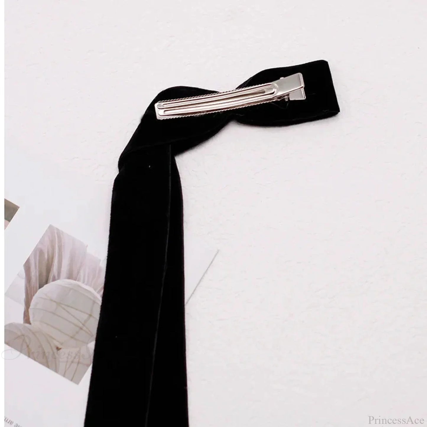 Velvet Ribbon Pearl Top Clip - Hair Accessory
