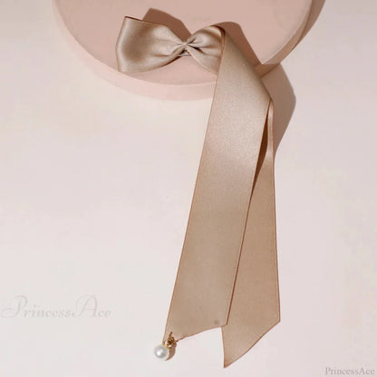 Velvet Ribbon Pearl Top Clip - Hair Accessory