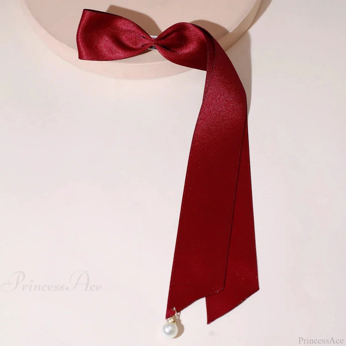 Velvet Ribbon Pearl Top Clip - Hair Accessory