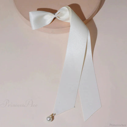 Velvet Ribbon Pearl Top Clip - Hair Accessory