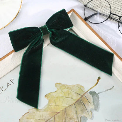 Velvet Temperament Ponytail Black Red Ribbon Hair Accessory
