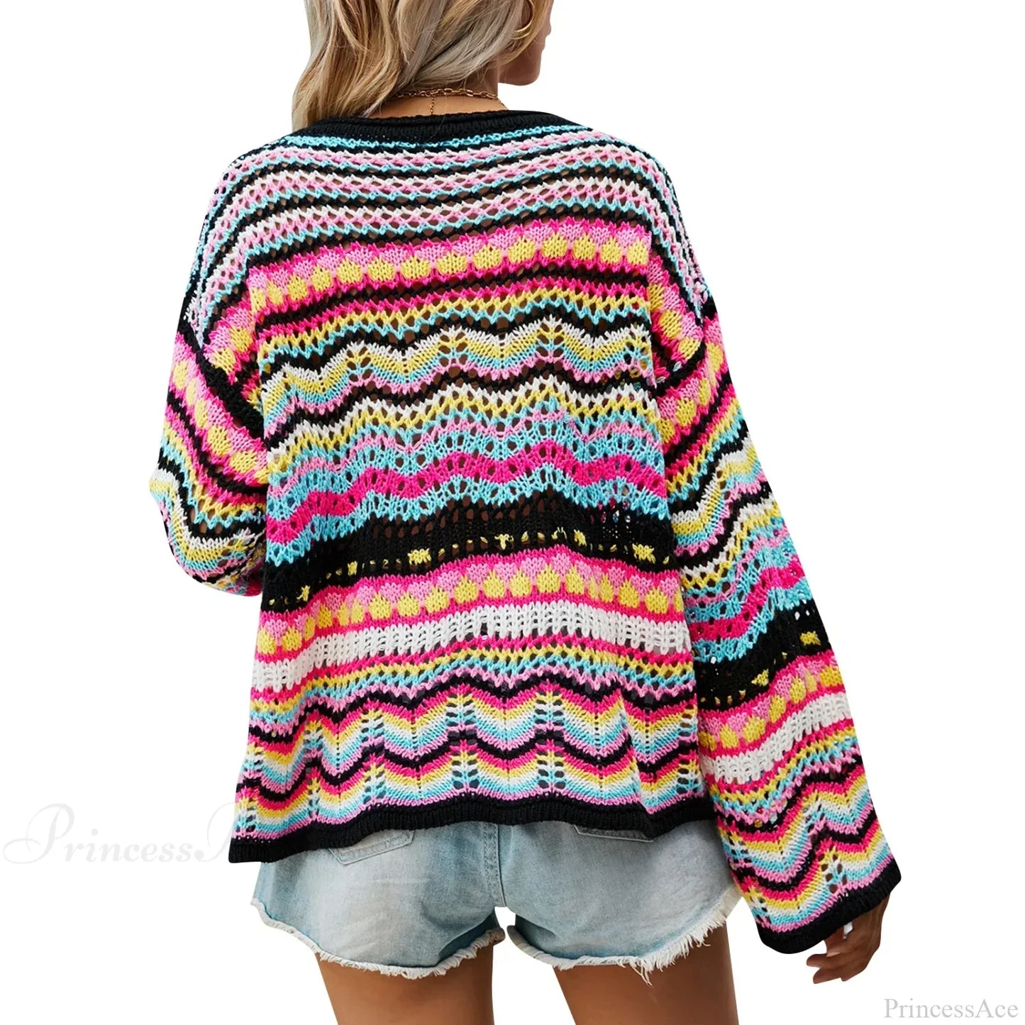 Vintage 90s Crochet Flared Sleeves Sweater