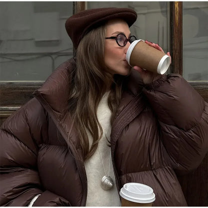 Vintage Brown Oversized Cotton Coat