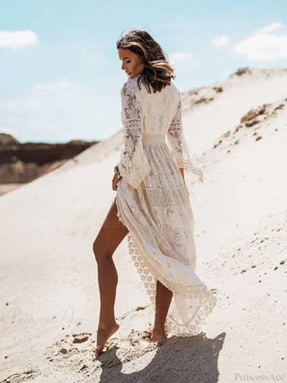 Vintage Embroidery Loose White Red Boho Dress