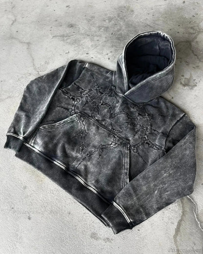 Vintage Embroidery Oversized Hoodie