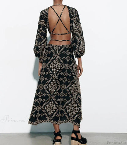 Vintage Ethnic Embroidery Boho Dress