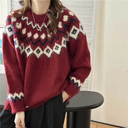 Vintage Fair Isle Loose Preppy Sweater
