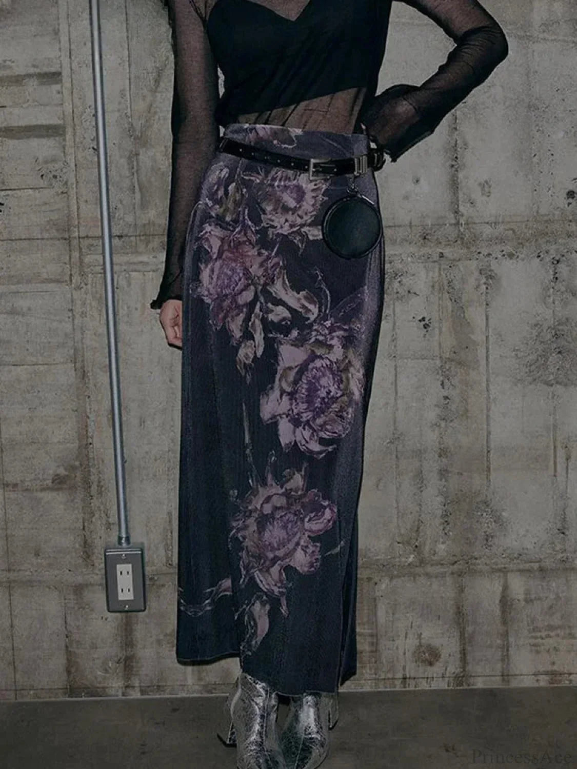 Vintage Floral Print Aesthetic High Waist Skirt