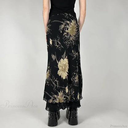Vintage Floral Print Low Rise Slim-Fitting Streetwear Skirt