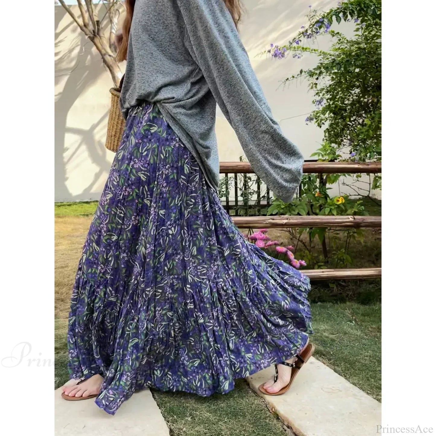 Vintage Floral Skirt for Women 2025 Summer High Waist Y2K