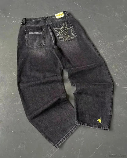Vintage Gothic Cross Wings Stitched Pants