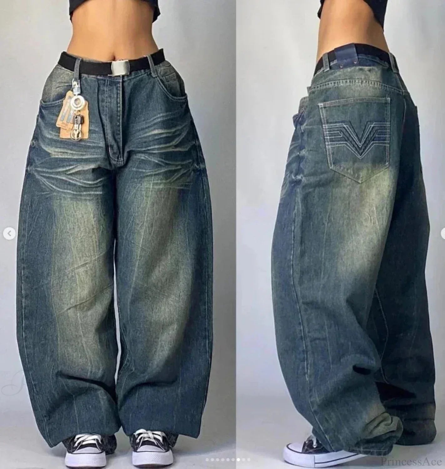 Vintage Gothic Cross Wings Stitched Pants