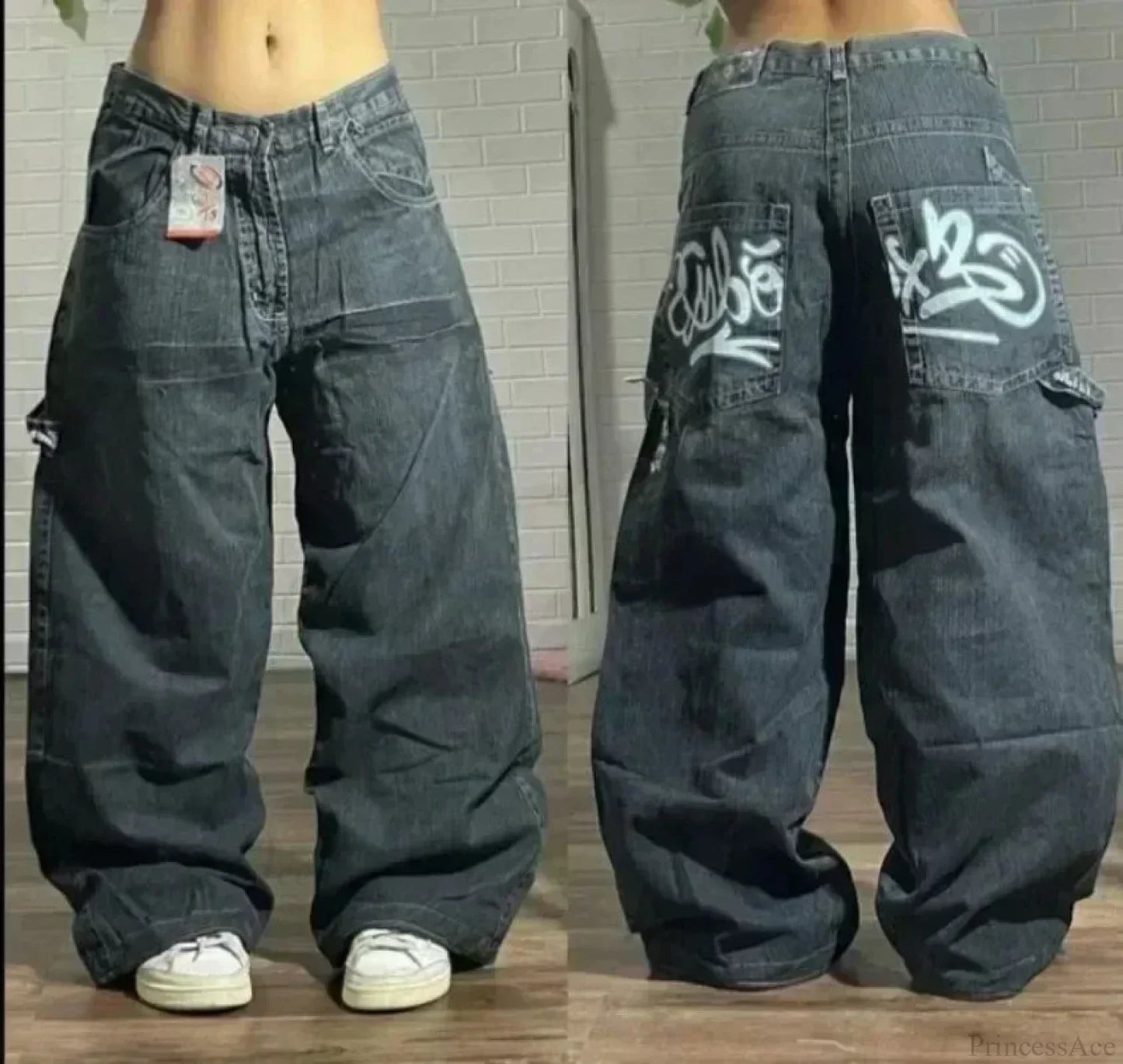 Vintage Gothic Cross Wings Stitched Pants