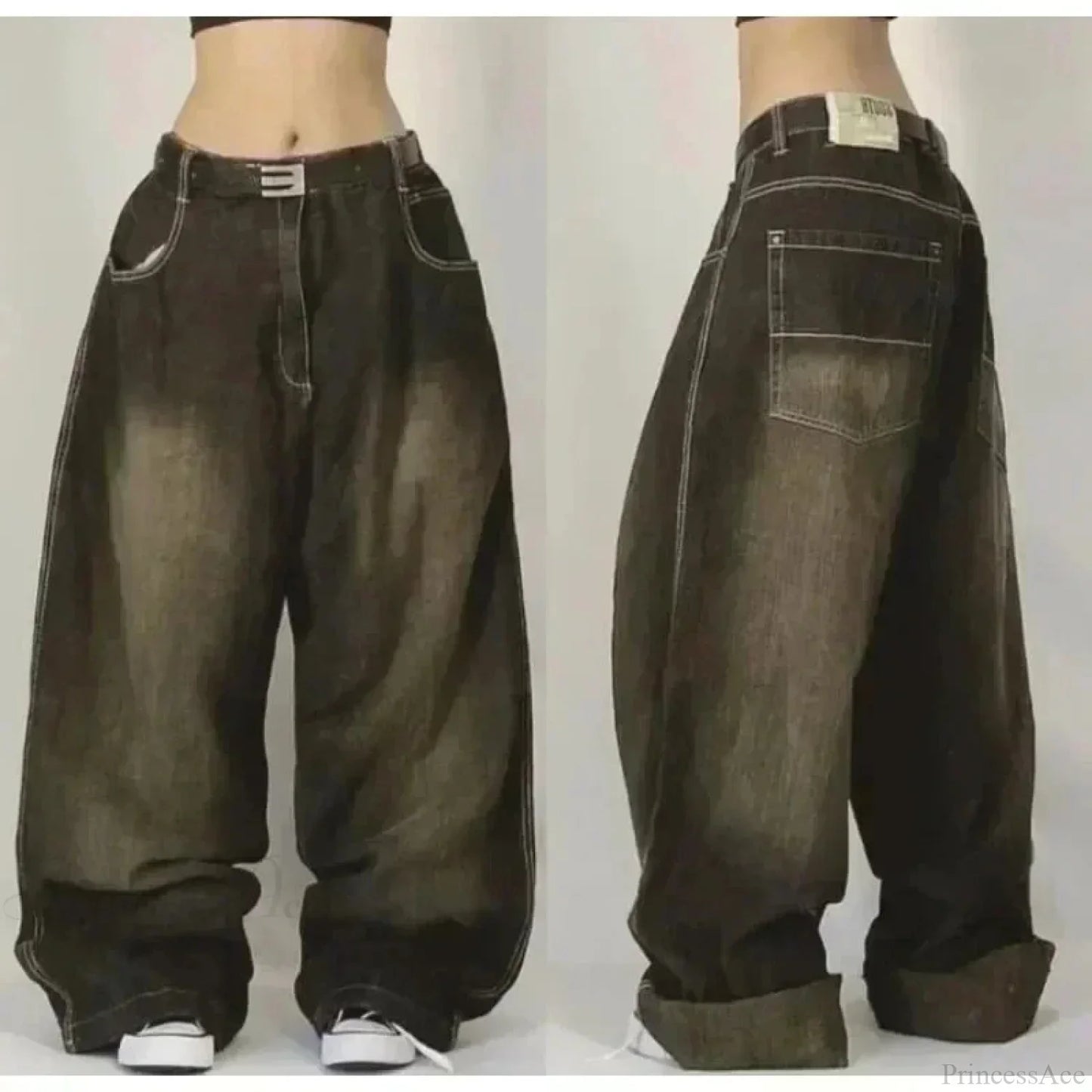 Vintage Gothic Cross Wings Stitched Pants
