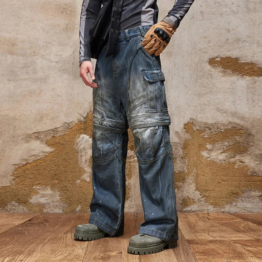 Vintage Gothic Multi-Pocket Denim Trouser