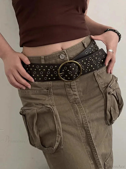 Vintage Gothic Rivet Broad Belt