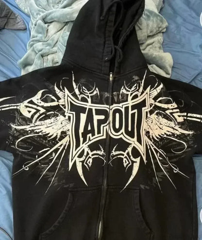 Vintage Gothic Skull Zip Up Hoodie