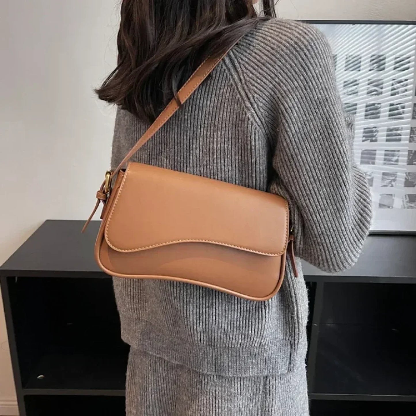 Vintage Leather Designer Crossbody Shoulder Bag