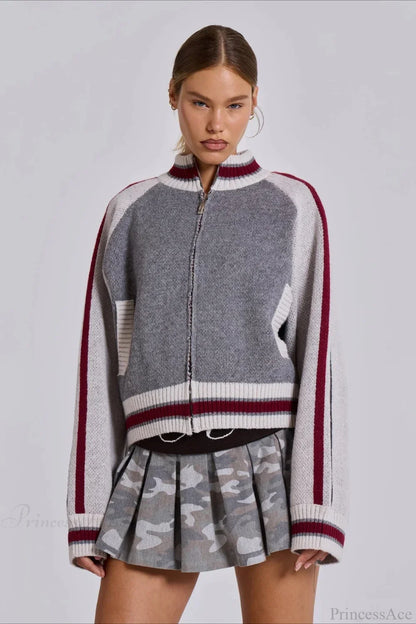 Vintage Letter Knit Cardigan Sweater