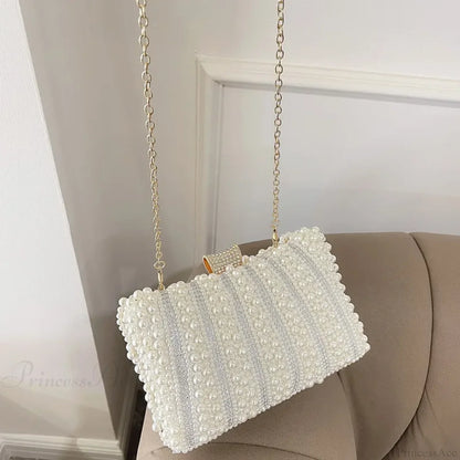 Vintage Pearl Diamond Evening Clutch Wedding Shoulder Bag
