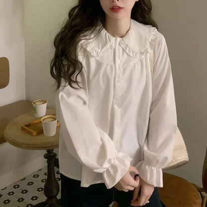 Vintage Preppy Style Sweet Kawaii White Blouse