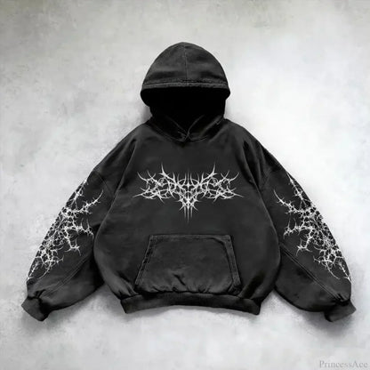 Vintage Print Zip Up Hoodie