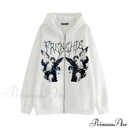 Vintage Printed Zip Up Hoodie