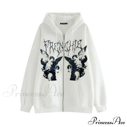 Vintage Printed Zip Up Hoodie