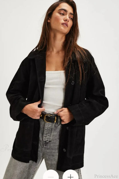 Vintage Simple Suede Single Breasted Jacket