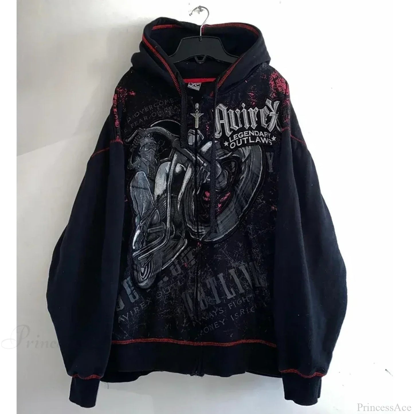 Vintage Skull Rose Print Hoodie