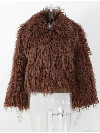 Vintage Solid Plush Fluffy Short Coat