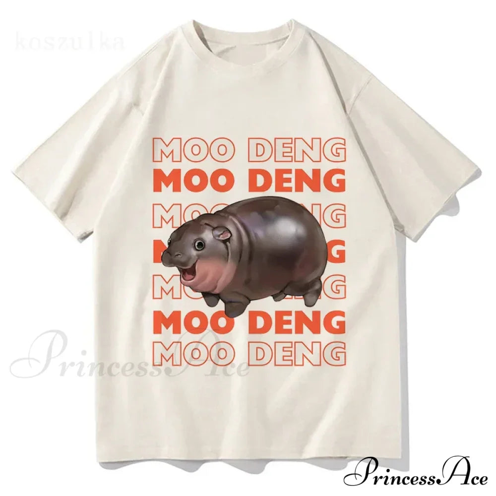 Vintage Streetwear Funny Meme Baby Hippo Unisex Cotton Graphic Men Women T-Shirts Clothing Moo Deng