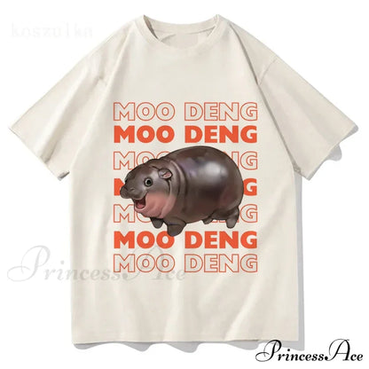 Vintage Streetwear Funny Meme Baby Hippo Unisex Cotton Graphic Men Women T-Shirts Clothing Moo Deng