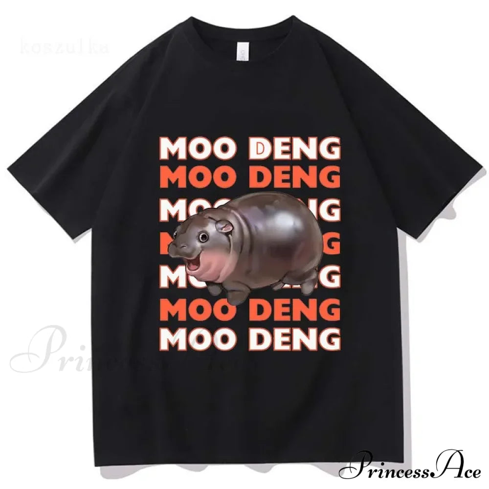 Vintage Streetwear Funny Meme Baby Hippo Unisex Cotton Graphic Men Women T-Shirts Clothing Moo Deng