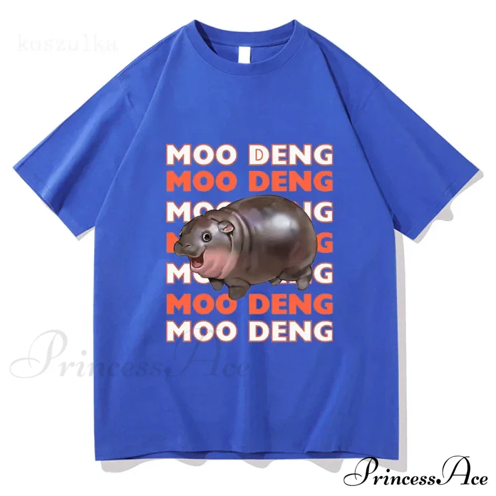 Vintage Streetwear Funny Meme Baby Hippo Unisex Cotton Graphic Men Women T-Shirts Clothing Moo Deng