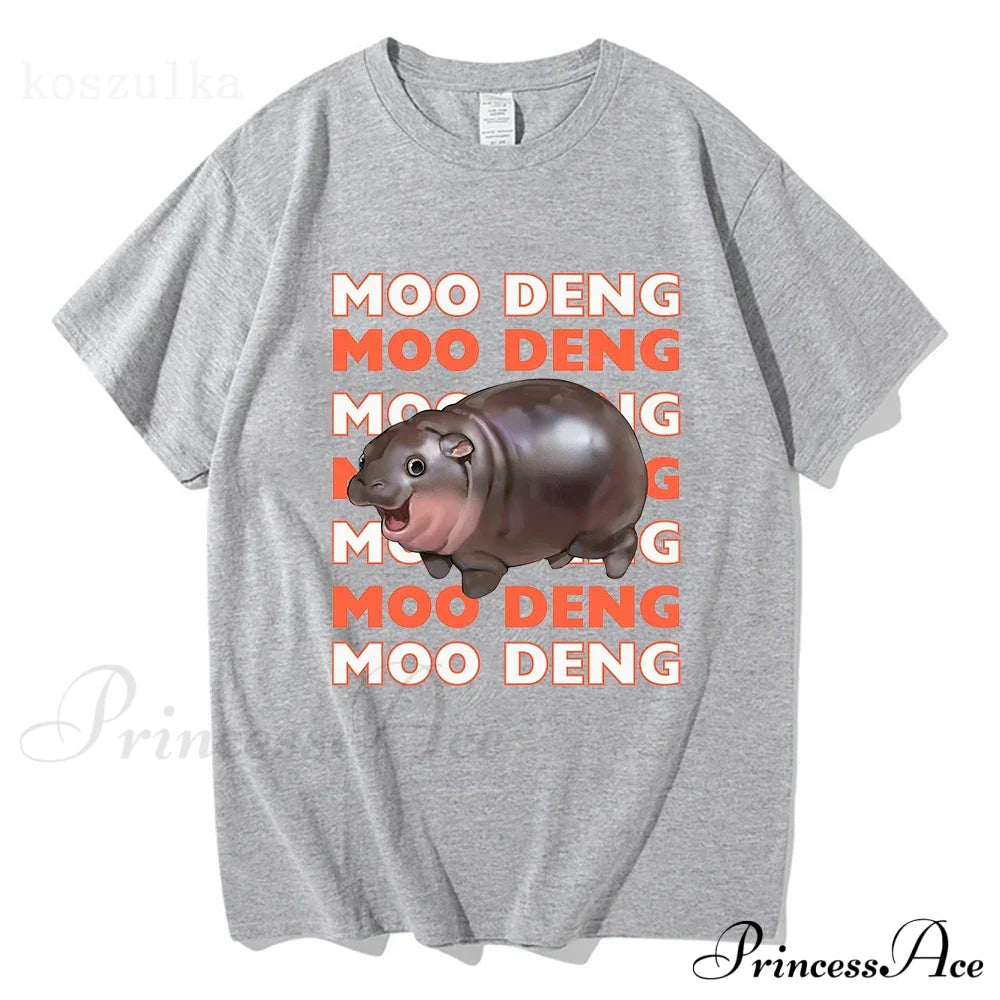 Vintage Streetwear Funny Meme Baby Hippo Unisex Cotton Graphic Men Women T-Shirts Clothing Moo Deng