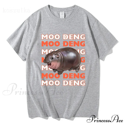 Vintage Streetwear Funny Meme Baby Hippo Unisex Cotton Graphic Men Women T-Shirts Clothing Moo Deng
