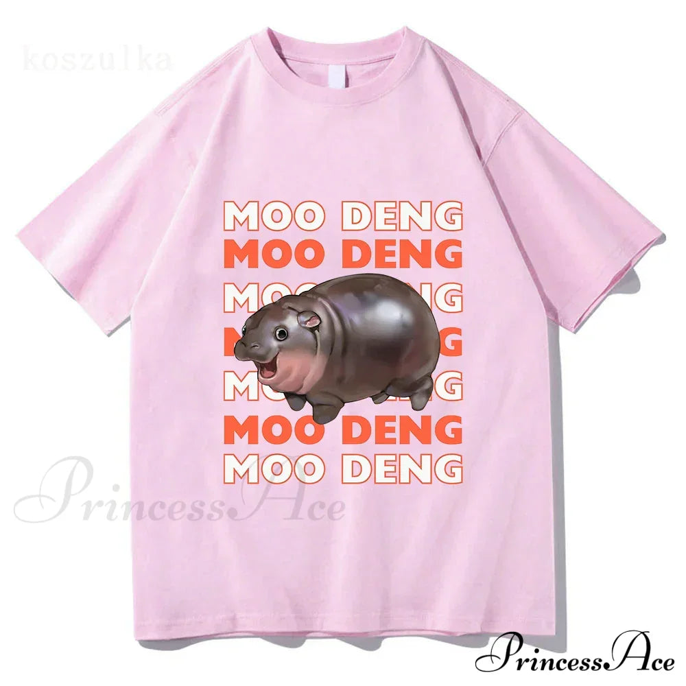 Vintage Streetwear Funny Meme Baby Hippo Unisex Cotton Graphic Men Women T-Shirts Clothing Moo Deng