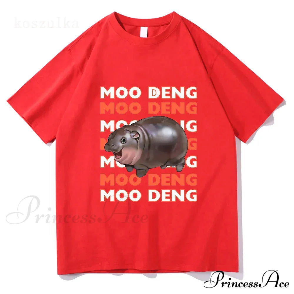 Vintage Streetwear Funny Meme Baby Hippo Unisex Cotton Graphic Men Women T-Shirts Clothing Moo Deng