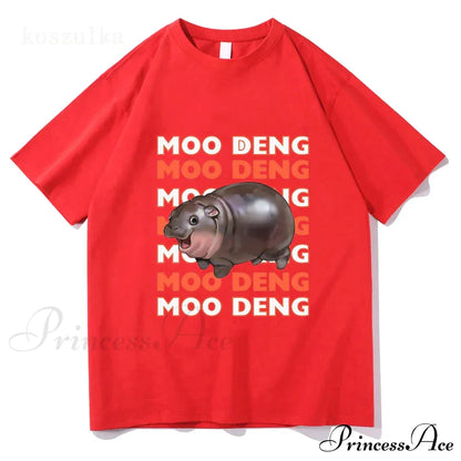 Vintage Streetwear Funny Meme Baby Hippo Unisex Cotton Graphic Men Women T-Shirts Clothing Moo Deng