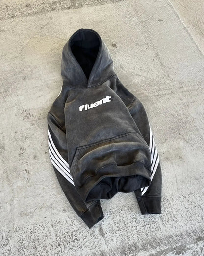 Vintage Stripe Graphic Pullover Hoodie
