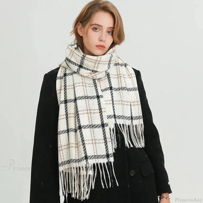 Vintage Style Cashmere Plaid Scarf - Unisex Winter Shawl Wrap