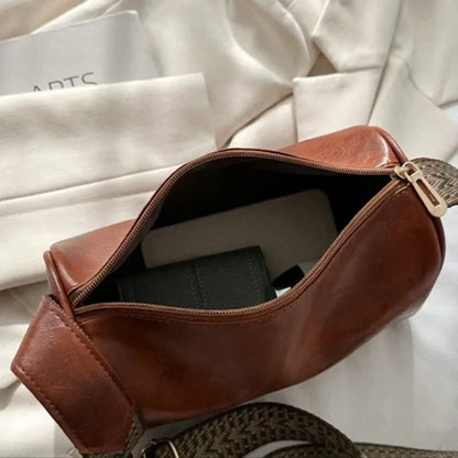 Vintage Wide Strap Crossbody Shoulder Bag