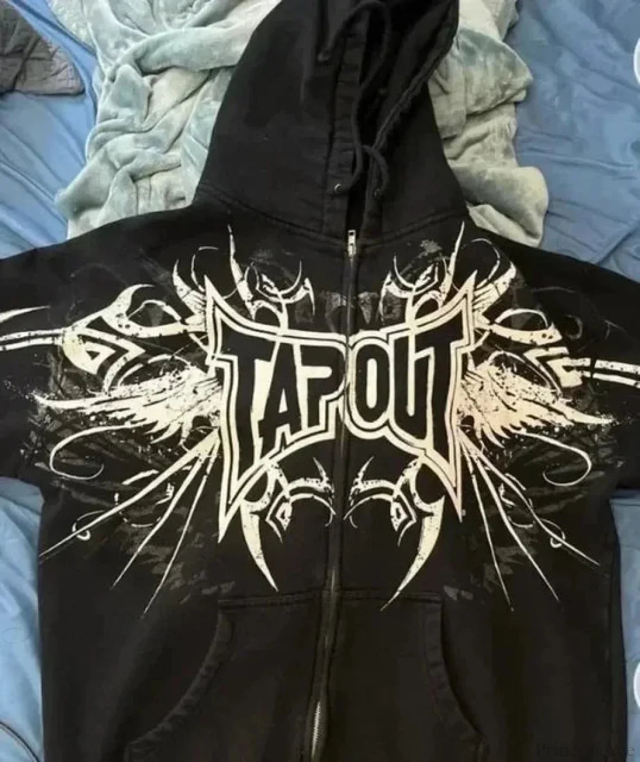 Vintage Y2K Graphic Gothic Zipper Hooded Sweatshirt