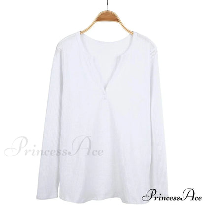 Waffle Neck Tops Knit Henley V for Women