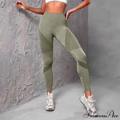 Waist Striped Mesh Fitness Outdoor Running Legging