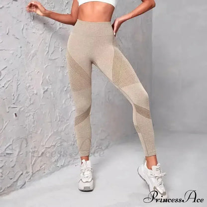 Waist Striped Mesh Fitness Outdoor Running Legging