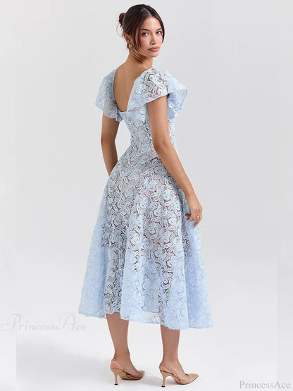Waist Wrap Lace Vacation Dress