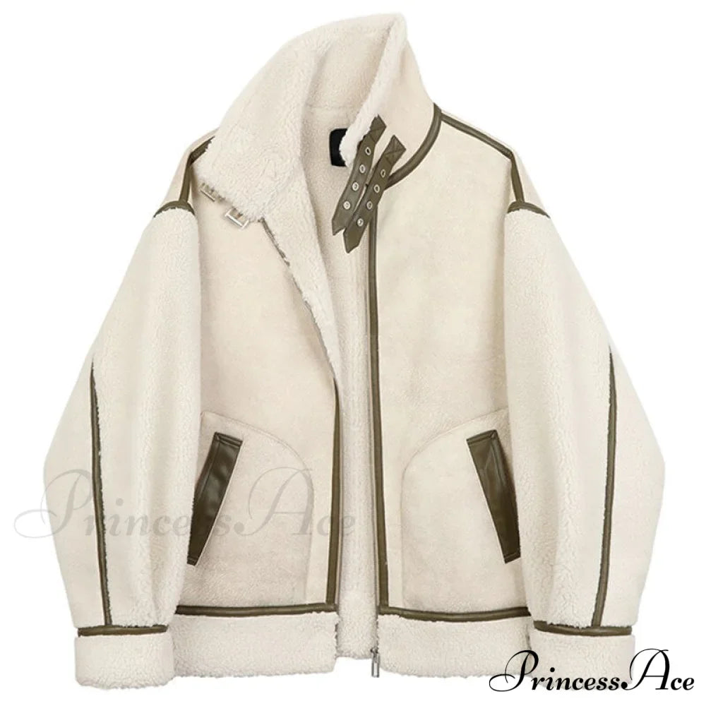 Warm Loose Leather Patchwork Jacket